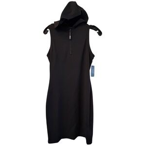 Guess Black Sleeveless Hooded Zip-Front bodycon dress small